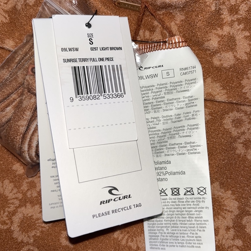 RIP CURL SUNRISE TERRY FULL ONE PIECE Swimsuit Sz SMALL - Picture 7 of 11